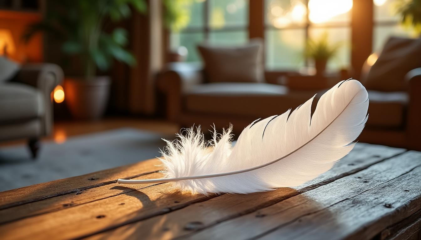 découvrez la signification mystérieuse d'une plume blanche trouvée chez vous et comment ce symbole peut révéler des secrets cachés sur votre vie ou votre environnement.