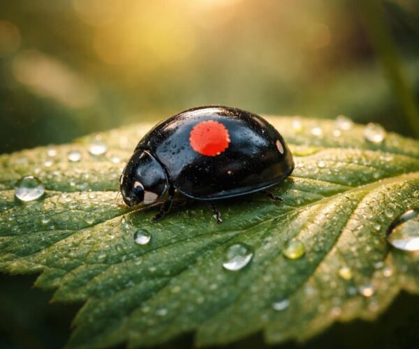 Coccinelle noire point rouge : signification et légendes qui l’entourent